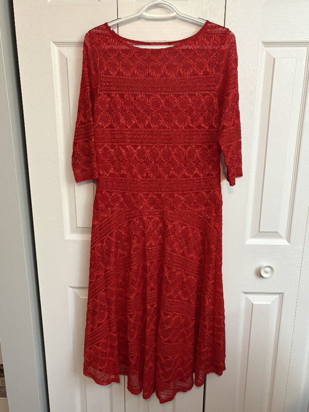 EUC Signature by Sangria Red Lace A-Line Dress